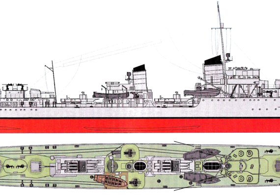 Эсминец DKM Z11 Bernd von Arnim [Destroyer] - чертежи, габариты, рисунки
